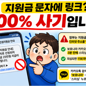 민생지원금 문자 링크 있으면 100% 사기입니다 대표이미지