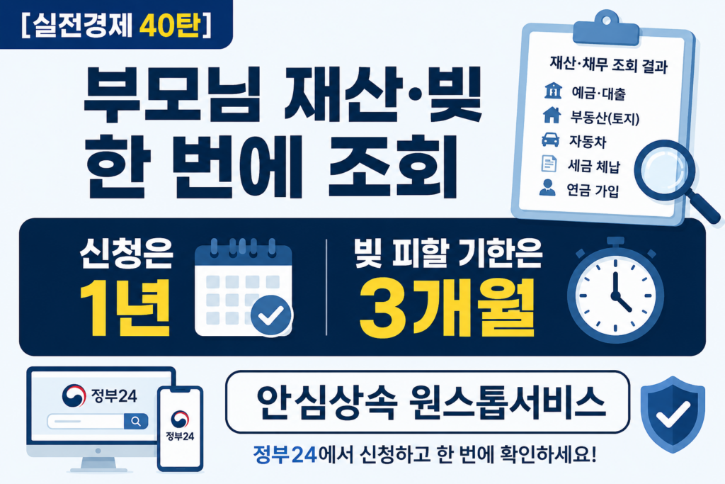 안심상속 원스톱서비스 신청 기한과 조회 항목 안내